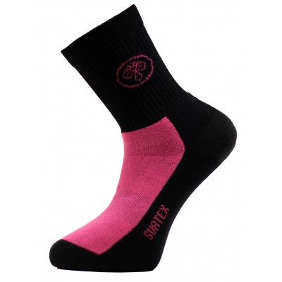 Ponožky SURTEX 80% merino - volný lem růžová černá