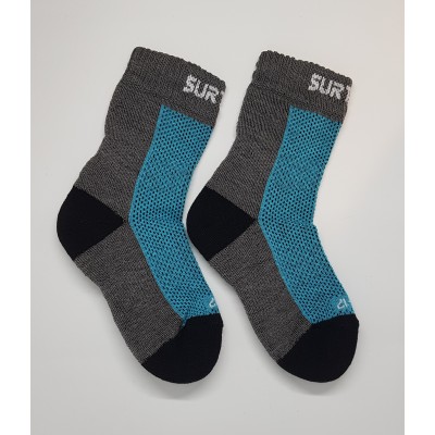 SURTEX DĚTSKÉ Ponožky 80% merino - froté chodidlo modrá/šedá
